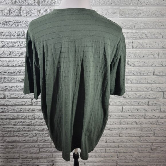 Falls Creek Mens Shirt XXL Short Sleeve Quarter Button Green Embroidered GRE4E - Picture 5 of 8